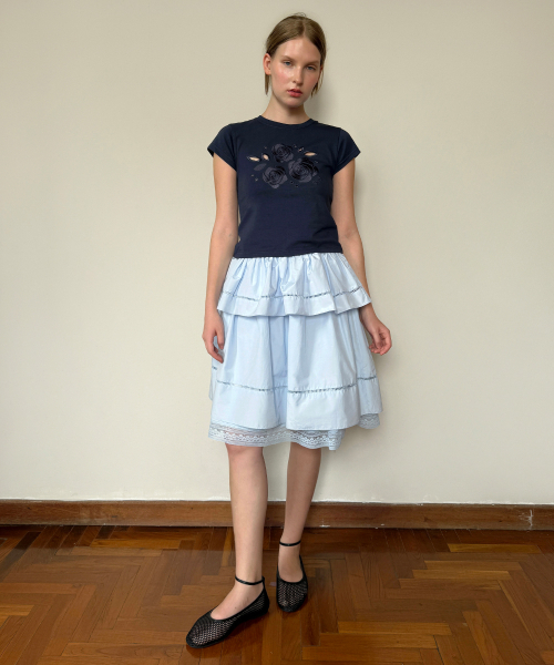 SINOON(シヌーン)の「Rose Punching T-Shirt (Navy)(Tシャツ/カットソー・レディース・ネイビー・SMALL/MEDIUM)」の2枚目の写真
