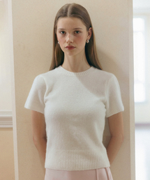 ANGORA HALF SLEEVE PULLOVER CREAM