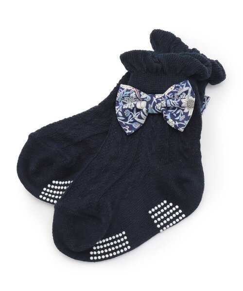 sense of wonder（センスオブワンダー）の「リバティリボンクルーソックス（ソックス/靴下・キッズ・ピンク/ネイビー/ホワイト系・13-15cm/11-13cm/15-17cm/17-19cm/9-11cm）」の2枚目の写真