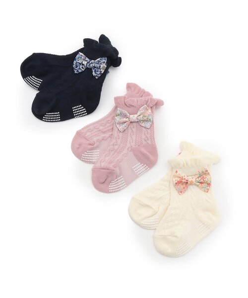 sense of wonder（センスオブワンダー）の「リバティリボンクルーソックス（ソックス/靴下・キッズ・ピンク/ネイビー/ホワイト系・13-15cm/11-13cm/15-17cm/17-19cm/9-11cm）」の7枚目の写真