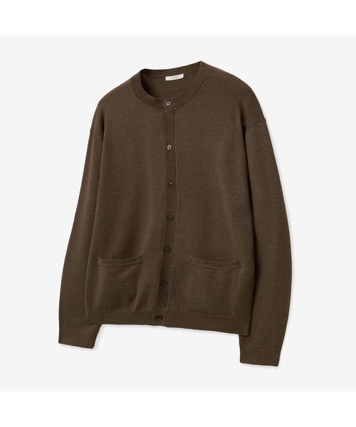 Soft Round V‑neck Cardigan — вязаный кардиган, коричневый