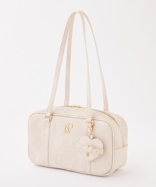 one after another NICE CLAUP（ワンアフターアナザーナイスクラップ）の「ハートミラー付きスクエアボストンバッグ（ボストンバッグ・レディース・ブラウン/ピンクベージュ/アイボリー/チャコールグレー・FREE）」の15枚目の写真