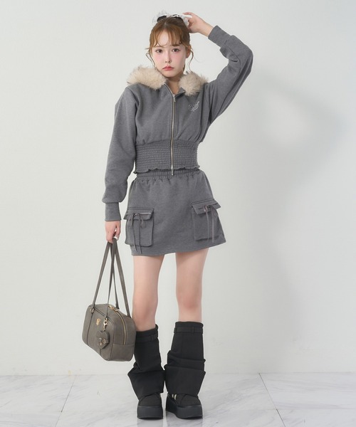 one after another NICE CLAUP（ワンアフターアナザーナイスクラップ）の「ハートミラー付きスクエアボストンバッグ（ボストンバッグ・レディース・ブラウン/ピンクベージュ/アイボリー/チャコールグレー・FREE）」の22枚目の写真