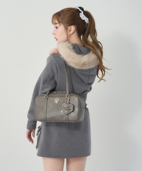 ハートミラー付きスクエアボストンバッグ（ボストンバッグ）｜one