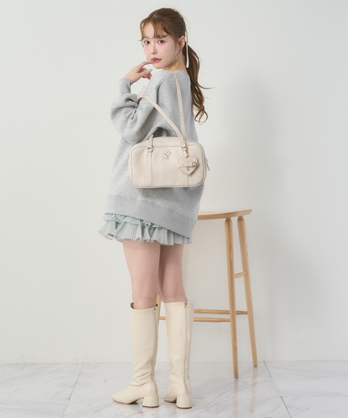 ハートミラー付きスクエアボストンバッグ（ボストンバッグ）｜one