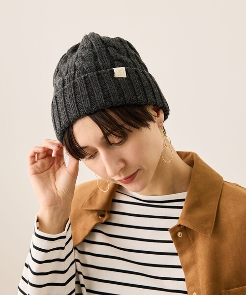 ROPE' PICNIC(ロペピクニック)の「ケーブルニットワッチ/リンクコーデ(ニットキャップ/ビーニー・レディース・スミクロ/キナリ/ピンク・FREE)」の1枚目の写真