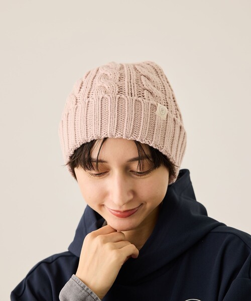ROPE' PICNIC(ロペピクニック)の「ケーブルニットワッチ/リンクコーデ(ニットキャップ/ビーニー・レディース・スミクロ/キナリ/ピンク・FREE)」の6枚目の写真
