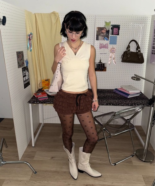 SHAGGIE(シャギー)の「バックロゴフーディタンクトップ(タンクトップ・レディース・ホワイト/パープル/ブラック/グレー・FREE)」の6枚目の写真