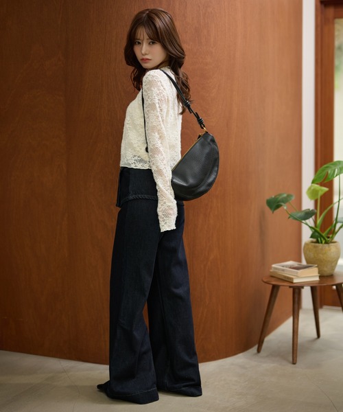 LAULEN（ローレン）の「flower jacquard lace knit cardigan /フラワージャガードレースニットカーディガン（カーディガン/ボレロ・レディース・アイボリー/ブラック・FREE）」の14枚目の写真
