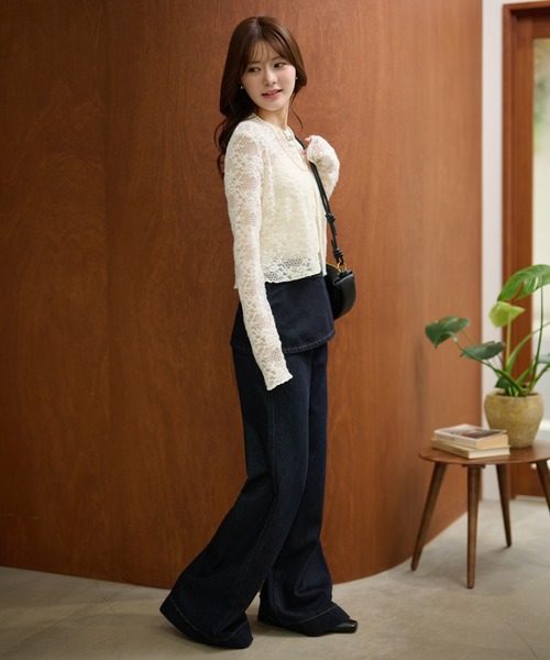 LAULEN（ローレン）の「flower jacquard lace knit cardigan /フラワージャガードレースニットカーディガン（カーディガン/ボレロ・レディース・アイボリー/ブラック・FREE）」の15枚目の写真