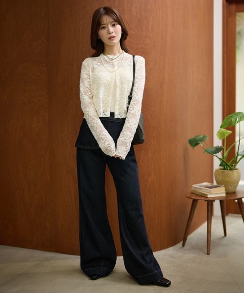 LAULEN（ローレン）の「flower jacquard lace knit cardigan /フラワージャガードレースニットカーディガン（カーディガン/ボレロ・レディース・アイボリー/ブラック・FREE）」の17枚目の写真