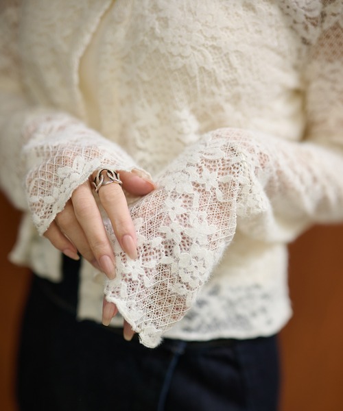 LAULEN（ローレン）の「flower jacquard lace knit cardigan /フラワージャガードレースニットカーディガン（カーディガン/ボレロ・レディース・アイボリー/ブラック・FREE）」の18枚目の写真