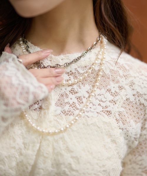 LAULEN（ローレン）の「flower jacquard lace knit cardigan /フラワージャガードレースニットカーディガン（カーディガン/ボレロ・レディース・アイボリー/ブラック・FREE）」の21枚目の写真