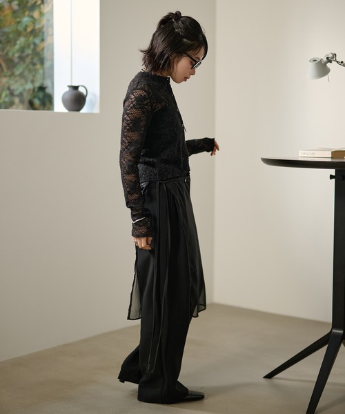 LAULEN（ローレン）の「flower jacquard lace knit cardigan /フラワージャガードレースニットカーディガン（カーディガン/ボレロ・レディース・アイボリー/ブラック・FREE）」の3枚目の写真