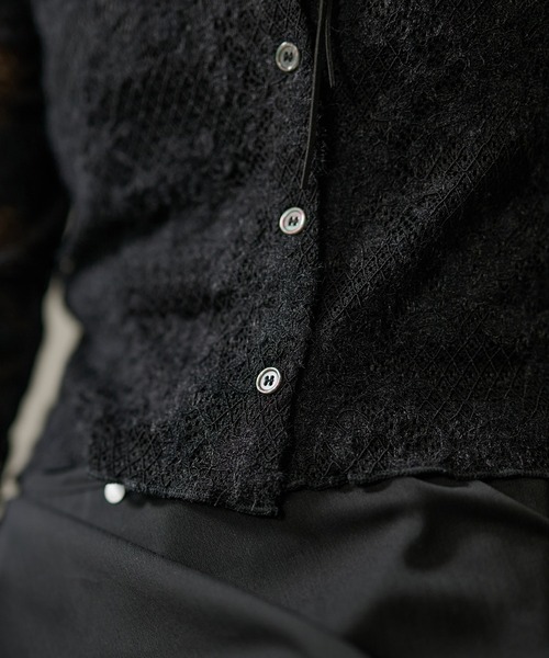 LAULEN（ローレン）の「flower jacquard lace knit cardigan /フラワージャガードレースニットカーディガン（カーディガン/ボレロ・レディース・アイボリー/ブラック・FREE）」の7枚目の写真