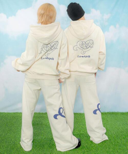 LTR DEPTH（レイターデプス）の「LTR DEPTH/ハートモチーフスウェットパンツ（スウェットパンツ・メンズ・アイボリー/ネイビー・MEDIUM/LARGE）」の4枚目の写真
