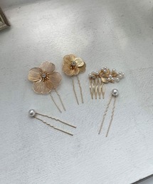 CEMONEMO | 透かしフラワー パール Uピン ヘアコーム ５セット(ヘアピン)
