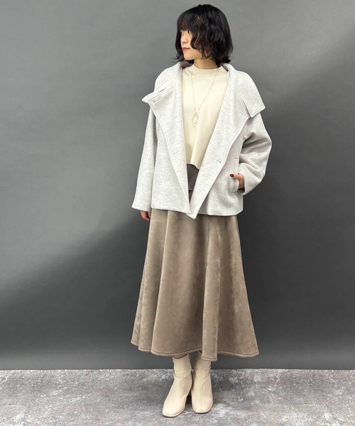 NICOLE white（ニコルホワイト）の「スタンドコート（その他アウター・レディース・ブラック/杢グレー・FREE）」の4枚目の写真