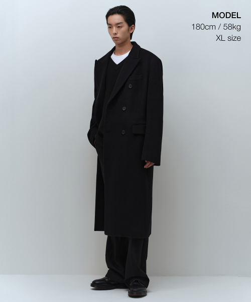 MUSINSA STANDARD（ムシンサスタンダード）の「カシミヤブレンドマスキュリンダブルチェスターフィールドロングコート[ブラック]（チェスターコート・メンズ・その他・XX-LARGE/MEDIUM/X-LARGE/LARGE）」の2枚目の写真