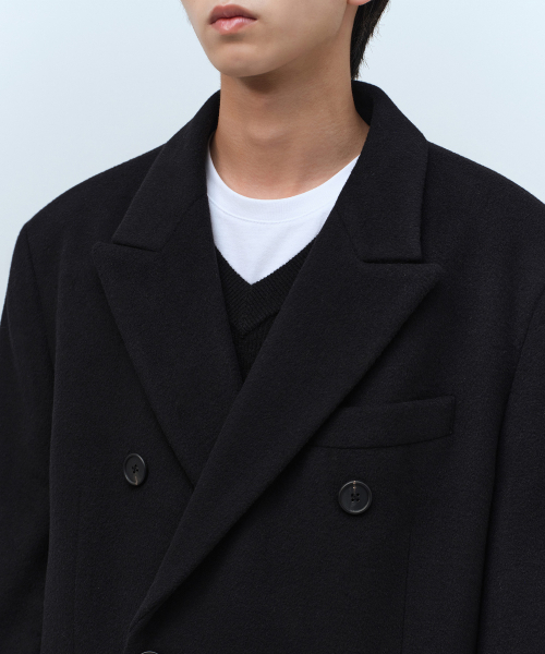 MUSINSA STANDARD（ムシンサスタンダード）の「カシミヤブレンドマスキュリンダブルチェスターフィールドロングコート[ブラック]（チェスターコート・メンズ・その他・XX-LARGE/MEDIUM/X-LARGE/LARGE）」の4枚目の写真