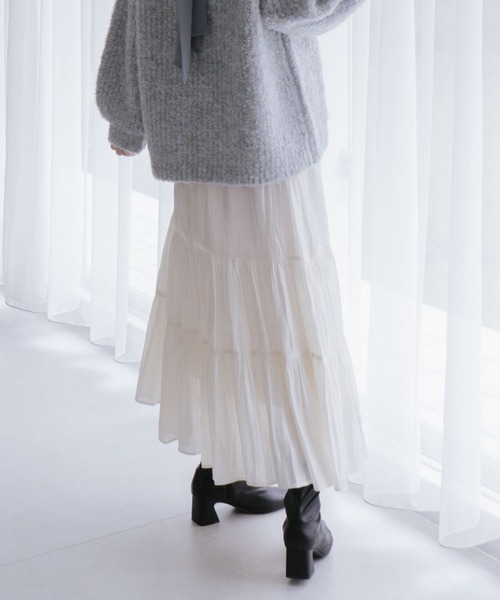 archives（アルシーヴ）の「シャイニー切替ティアードスカート（スカート・レディース・アイボリー/ブラック/グレー・MEDIUM）」の7枚目の写真