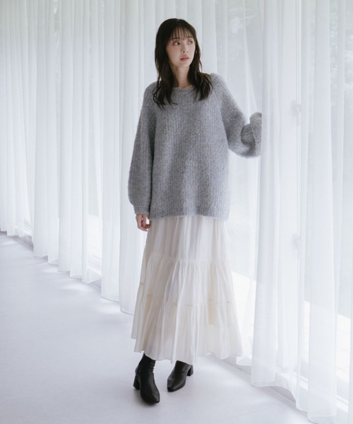 archives（アルシーヴ）の「シャイニー切替ティアードスカート（スカート・レディース・アイボリー/ブラック/グレー・MEDIUM）」の9枚目の写真