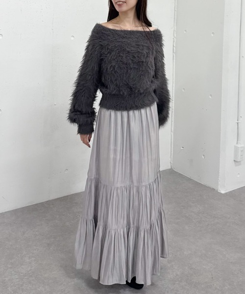 archives（アルシーヴ）の「シャイニー切替ティアードスカート（スカート・レディース・アイボリー/ブラック/グレー・MEDIUM）」の19枚目の写真