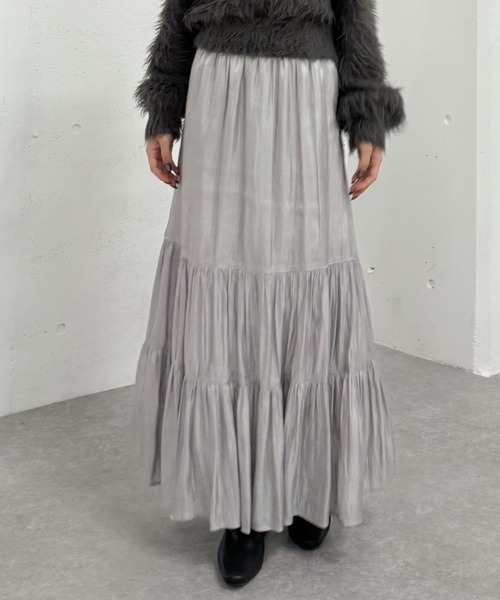 archives（アルシーヴ）の「シャイニー切替ティアードスカート（スカート・レディース・アイボリー/ブラック/グレー・MEDIUM）」の15枚目の写真