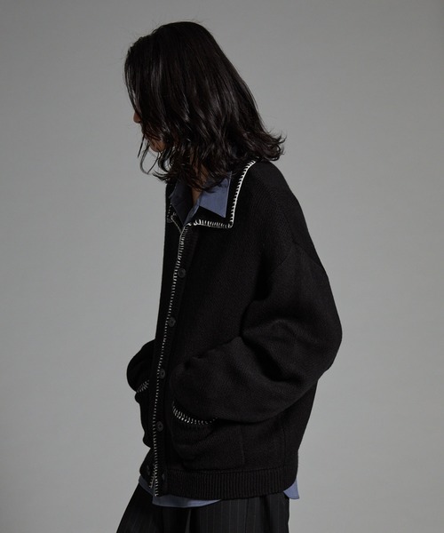 VELNUS(ベルナス)の「【VELNUS】Color stitching design knit shirt cardigan/配色ステッチデザイン ニットシャツカーディガン(カーディガン/ボレロ・メンズ・ブルー/ブラック・S/M/L)」の16枚目の写真