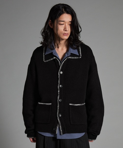 VELNUS(ベルナス)の「【VELNUS】Color stitching design knit shirt cardigan/配色ステッチデザイン ニットシャツカーディガン(カーディガン/ボレロ・メンズ・ブルー/ブラック・S/M/L)」の18枚目の写真