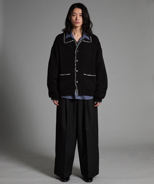 VELNUS(ベルナス)の「【VELNUS】Color stitching design knit shirt cardigan/配色ステッチデザイン ニットシャツカーディガン(カーディガン/ボレロ・メンズ・ブルー/ブラック・S/M/L)」の20枚目の写真