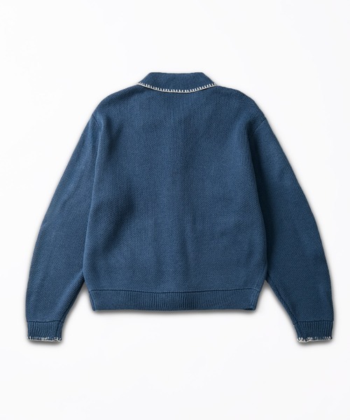VELNUS】Color stitching design knit shirt cardigan/配色ステッチ