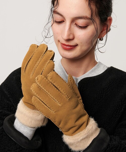 BEAUTY&YOUTH UNITED ARROWS(ビューティーアンドユースユナイテッドアローズ)の「スエード ファーライク グローブ(手袋・レディース・ブラウン系/モカ・FREE)」の1枚目の写真