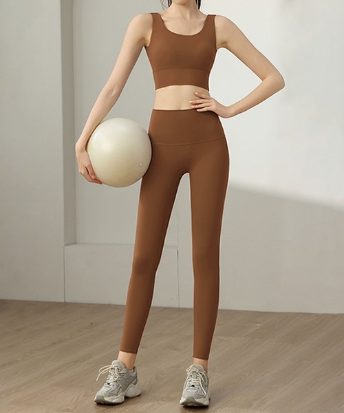 セール】ヨガウェアタンクトップ+ハイウエストレギンス 上下