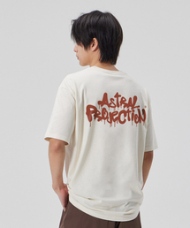 [ブラシグラフィティレタリングロゴ]コットンルーズフィット半袖Tシャツ_バターミルク