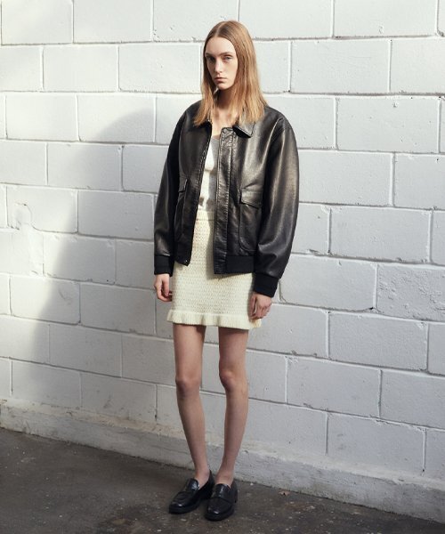 セール】ORIGINAL VINTAGE WASHING LEATHER JUMPER_BLACK（ライダース