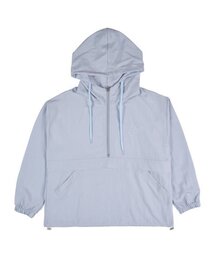 ラインロゴアノラックフードウィンドブレーカージップアップブルー