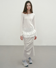RIVET LONG SKIRT (LIGHT GREY)