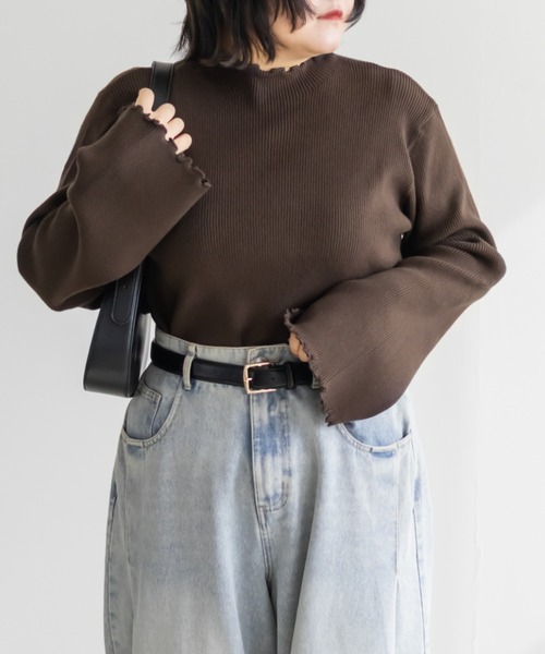 CLETTE(クレット)の「CLETTEオリジナルプチハイネックメローリブニット(ニット/セーター・レディース・ブラウン/ブラック/アイボリー・4L/3L/LL)」の3枚目の写真