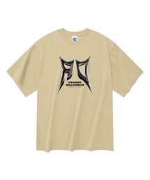 20番手シャープクロムロゴ半袖Tシャツベージュ