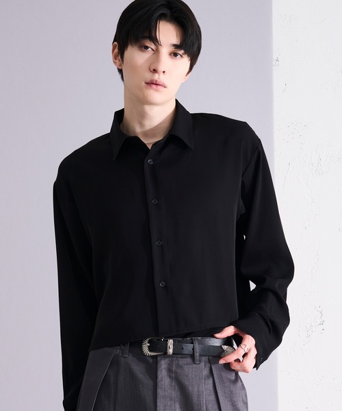 Ellno Loset（エルノロゼット）の「【選べる着丈】ノーブルトロミレギュラーシャツ/UVカット＆イージーケア（シャツ/ブラウス・メンズ・ダークブラウン/ブラック/オフホワイト/ホワイト系/ブルー/ブラック系/ブルー系・LARGE/MEDIUM/SMALL）」の4枚目の写真