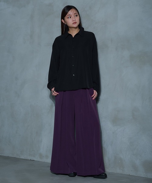 Ellno Loset（エルノロゼット）の「【選べる着丈】ノーブルトロミレギュラーシャツ/UVカット＆イージーケア（シャツ/ブラウス・メンズ・ダークブラウン/ブラック/オフホワイト/ホワイト系/ブルー/ブラック系/ブルー系・LARGE/MEDIUM/SMALL）」の12枚目の写真