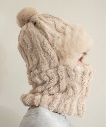 COMMON WARE（コモンウェアー）の「SZT:フェイクファー　ふわもこ　一体型ニット帽＆ネックウォーマー　バラクラバ（全6色）（ニットキャップ/ビーニー）」