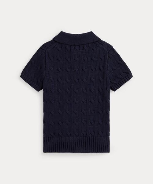 POLO RALPH LAUREN CHILDRENSWEAR(ポロ ラルフ ローレン チルドレンズウェア)の「ケーブルニット コットン ポロカラー セーター(ニット/セーター・キッズ・ネイビー系1・3/4/6/7)」の2枚目の写真