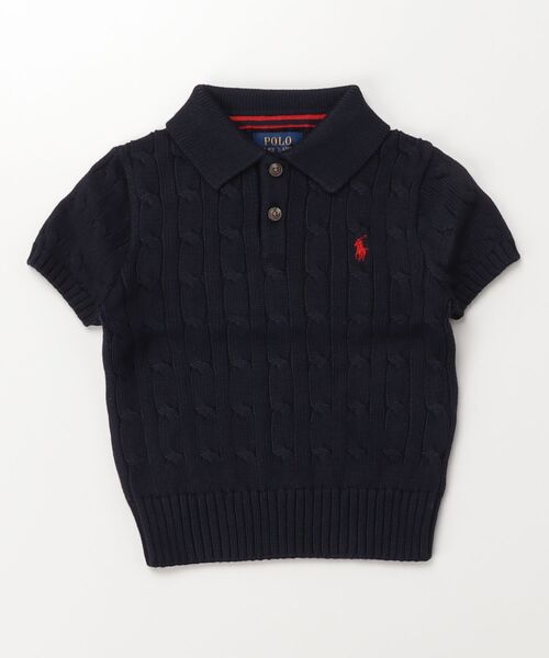 POLO RALPH LAUREN CHILDRENSWEAR(ポロ ラルフ ローレン チルドレンズウェア)の「ケーブルニット コットン ポロカラー セーター(ニット/セーター・キッズ・ネイビー系1・3/4/6/7)」の3枚目の写真