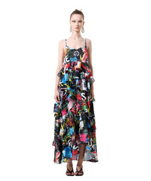 GREEDILOUS（グリディアス）の「Black Graffiti Spagetti Strap Long Dress（ワンピース）」