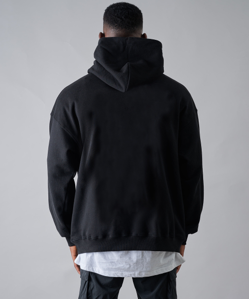 BEOM（ボム）の「ヘビージュリーフライオーバーサイズフードパーカー[ブラック]（パーカー・メンズ・その他・SMALL/MEDIUM/LARGE）」の2枚目の写真