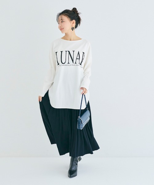 coca（coca）（コカ）の「ボートネックロゴロングTシャツ（Tシャツ/カットソー・レディース・グレー/ホワイト・XL/S/M/L）」の3枚目の写真