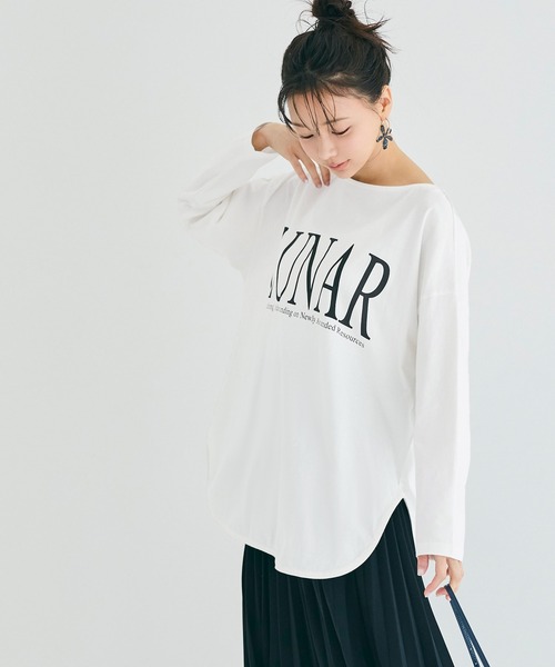coca（coca）（コカ）の「ボートネックロゴロングTシャツ（Tシャツ/カットソー・レディース・グレー/ホワイト・XL/S/M/L）」の4枚目の写真