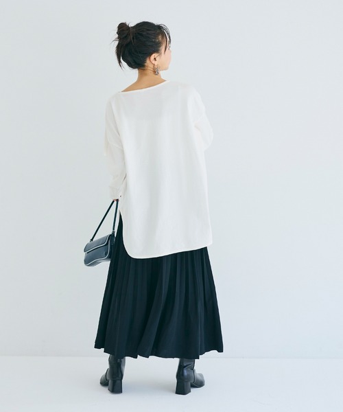 coca（coca）（コカ）の「ボートネックロゴロングTシャツ（Tシャツ/カットソー・レディース・グレー/ホワイト・XL/S/M/L）」の6枚目の写真